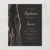 Budget Black Gold Agate Brush Script Weddenschap (Voorkant)