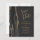 Budget Black Gold Agate Dark Save the Date (Voorkant)