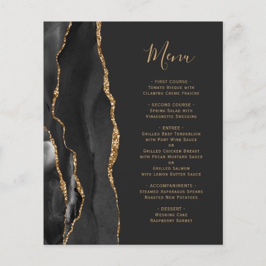 Budget Black Gold Agate Dark Weddenmenu (Voorkant)