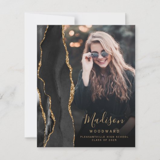 Budget Black Gold Agate Foto Afstudeerder Aankondi (Voorkant)