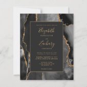 Budget Black Gold Agate Frame Trouw Uitnodiging (Voorkant)