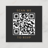 Budget Black Gold Agate Huwelijks-QR-code RSVP Informatiekaartje (Achterkant)
