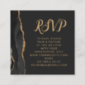 Budget Black Gold Agate Huwelijks-QR-code RSVP Informatiekaartje (Voorkant)