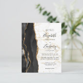Budget Black Gold Agate Marble QR Code Wedding (Staand voorkant)