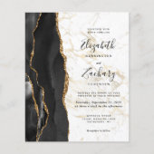 Budget Black Gold Agate Marble QR Code Wedding (Voorkant)