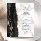 Budget Black Gold Agate Marble Wedding Menu