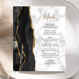 Budget Black Gold Agate Marble Wedding Menu