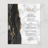 Budget Black Gold Agate Marble Wedding Menu (Voorkant)