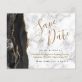 Budget Black Gold Agate Marmer Save the Date (Voorkant)
