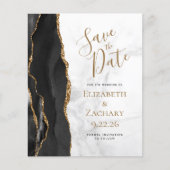 Budget Black Gold Agate Marmer Save the Date (Voorkant)