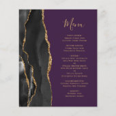 Budget Black Gold Agate Paarse bruiloft menu (Voorkant)
