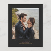 Budget Black Gold Agate Photo Dark Wedding Invite (Achterkant)