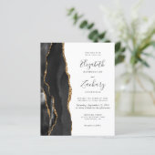 Budget Black Gold Agate Photo Wedding Invite (Staand voorkant)