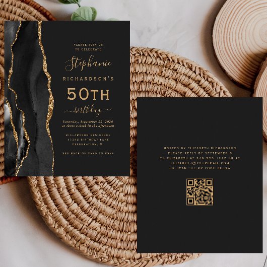 Budget Black Gold Agate QR-code 50e verjaardag