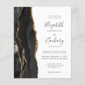Budget Black Gold Agate QR Code Trouw Uitnodiging (Voorkant)