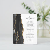 Budget Black Gold Agate Script Trouwmenu (Staand voorkant)