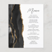 Budget Black Gold Agate Script Wedding Menu (Voorkant)
