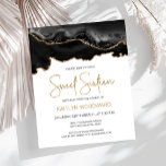 Budget Black Gold Agate Sweet 16 Uitnodiging<br><div class="desc">Deze trendy Sweet Sixteen verjaardagsuitnodiging is voorzien van een waterverf afbeelding van een georgide in tinten zwart met faux gouden hoogtepunten. De woorden "Sweet Sixteen" staan in faux goudglitter in decoratief modern handschrift. Pas het aan met de naam van de gast van eer in gouden gekleurde tekst en de details...</div>