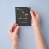 Budget Black Gold Agate Wedding Save the Date Flyer (Hand)