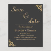 Budget Black Gold Agate Wedding Save the Date Flyer (Voorkant)