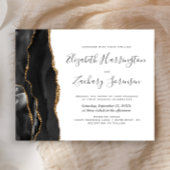 Budget Black Gold Agate Wedding Uitnodiging