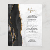 Budget Black Gold Agate Witte Marmeren Trouwmenu (Voorkant)