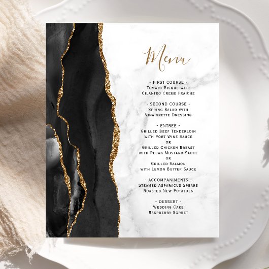 Budget Black Gold Agate Witte Marmeren Trouwmenu