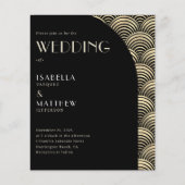 Budget Black Gold Art Deco Wedding Uitnodiging (Voorkant)