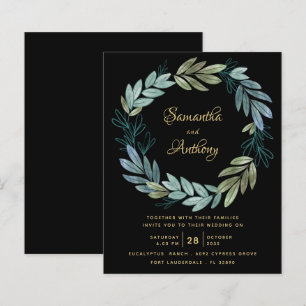 Budget Black Gold Botanical Weduwen Uitnodiging