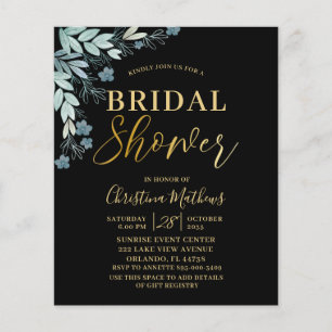 Budget Black & Gold Bridal Shower-uitnodiging
