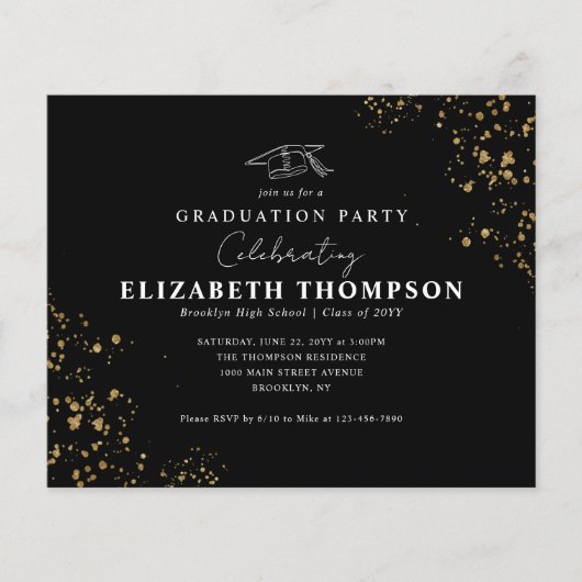 Budget Black Gold Confetti Afstudeerder Graduparty (Voorkant)