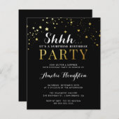 Budget Black & Gold Confetti Shhh Surprise Party (Voorkant / Achterkant)