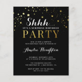 Budget Black & Gold Confetti Shhh Surprise Party (Voorkant)