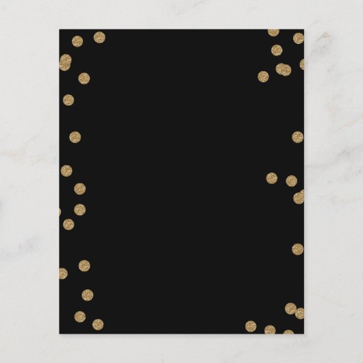 Budget Black Gold Confetti Wedding Invitation (Achterkant)