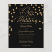 Budget Black Gold Confetti Wedding Invitation (Voorkant)