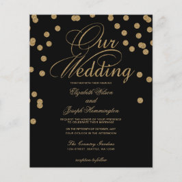 Budget Black Gold Confetti Wedding Invitation