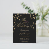 Budget Black Gold Confetti Wedding Invitation (Staand voorkant)