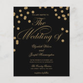 Budget Black Gold Confetti Wedding Invitation (Voorkant)