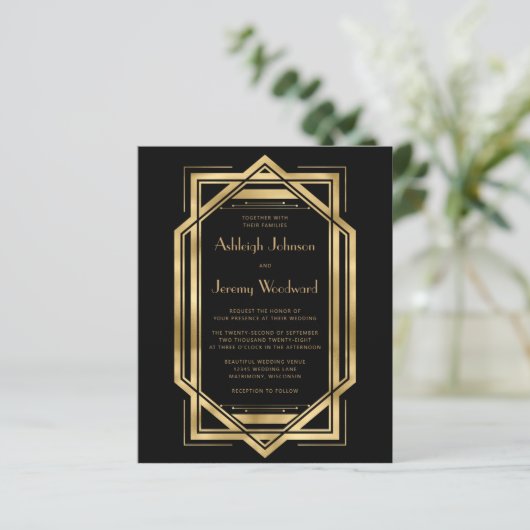 Budget Black Gold  Deco Lijst Wedding 1920s (Staand voorkant)