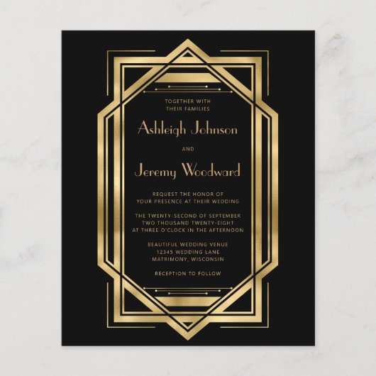 Budget Black Gold  Deco Lijst Wedding 1920s (Voorkant)