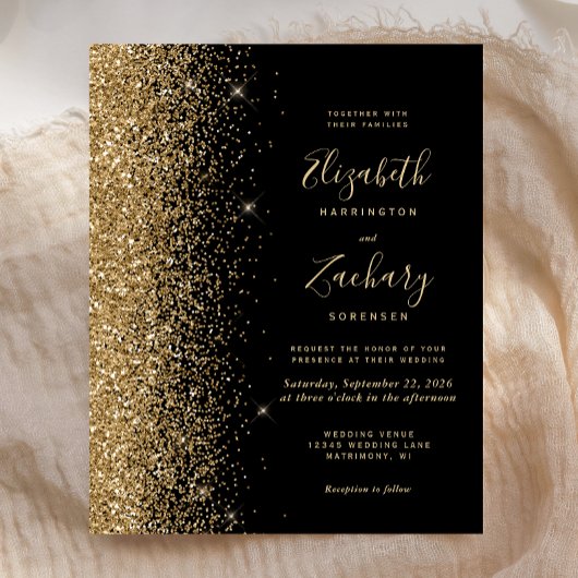 Budget Black Gold Faux Glitter Weddenschap