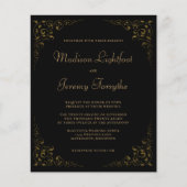 Budget Black Gold  Foliage Wedding Invite (Voorkant)
