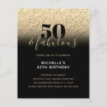 Budget Black Gold Glitter 50th Birthday Invitation<br><div class="desc">Kan volledig worden aangepast aan uw behoeften. © Gorjo Design. Gemaakt voor je via het Zazzle platform. // Op zoek naar overeenkomende objecten? Andere kantoorbenodigdheden uit de set die beschikbaar is in de afdeling "collecties" van mijn winkel. // Hulp nodig bij het aanpassen van uw ontwerp? Heb je andere ideeën?...</div>