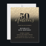 Budget Black Gold Glitter 50th Birthday Invitation<br><div class="desc">Kan volledig worden aangepast aan uw behoeften. © Gorjo Design. Gemaakt voor je via het Zazzle platform. // Op zoek naar overeenkomende objecten? Andere kantoorbenodigdheden uit de set die beschikbaar is in de afdeling "collecties" van mijn winkel. // Hulp nodig bij het aanpassen van uw ontwerp? Heb je andere ideeën?...</div>