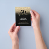 Budget Black Gold Glitter 50th Birthday Invitation Flyer (Hand)