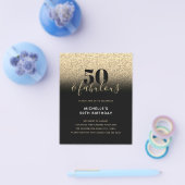 Budget Black Gold Glitter 50th Birthday Invitation Flyer (Enkel)