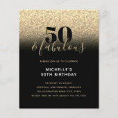Budget Black Gold Glitter 50th Birthday Invitation Flyer (Voorkant)