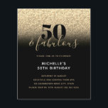 Budget Black Gold Glitter 50th Birthday Invitation Flyer<br><div class="desc">Kan volledig worden aangepast aan uw behoeften. © Gorjo Design. Gemaakt voor je via het Zazzle platform. // Op zoek naar overeenkomende objecten? Andere kantoorbenodigdheden uit de set die beschikbaar is in de afdeling "collecties" van mijn winkel. // Hulp nodig bij het aanpassen van uw ontwerp? Heb je andere ideeën?...</div>
