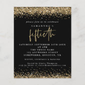Budget Black Gold Glitter 50th Party Invitation (Voorkant)