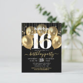 Budget Black Gold Glitter Sweet 16 ballonnen uitno (Staand voorkant)